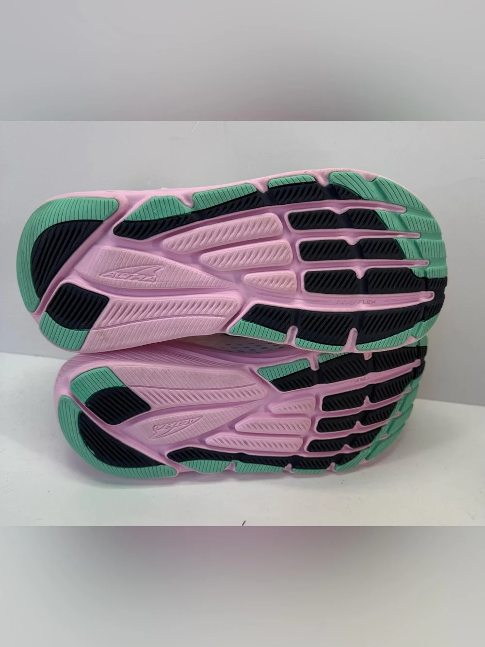 Altra Via Olympus max cushion White Running Sneakers with Pink & Mint womens 8.5